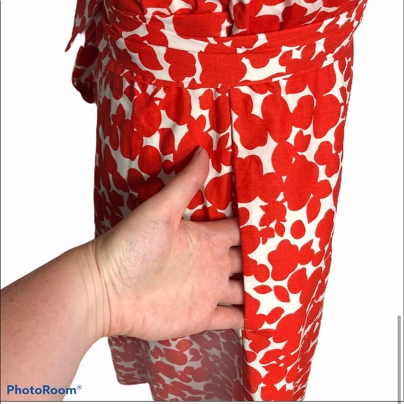 Boden Lara Wrap Dress Red Floral Midi Length Sz 8 - Picture 6 of 11